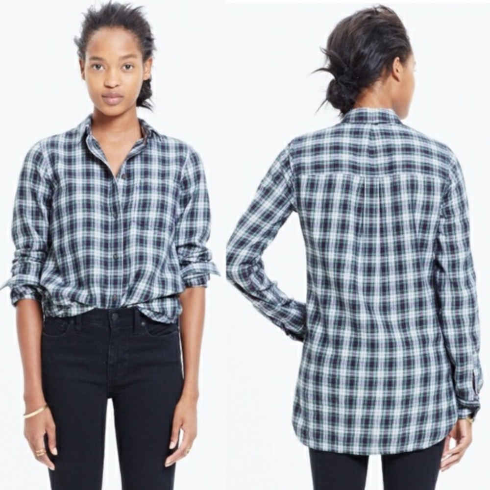 Madewell Flannel Slim Boy Shirt Lawndale Plaid XS